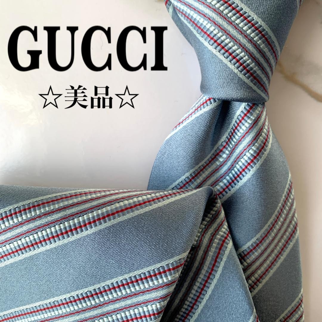 Gucci Necktie Tie 100% Silk Multicolor Striped Pattern 3.7 inches From Japan thumbnail 7