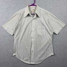 Vintage Arrow Shirt Mens 15.5 Cream Striped Textured Disco Dagger Collar Acetate