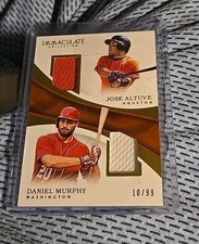 2017 Immaculate Jose Altuve * Daniel Murphy dual game jersey patch relics 10/99