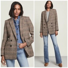 Veronica Beard Wool Blend Oria Glen Check Plaid Jacket Blazer with Black Dickey