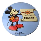 Vintage Sunoco Gasoline Porcelain Sign - Walt Disney Mickey Mouse Gas Pump Sign