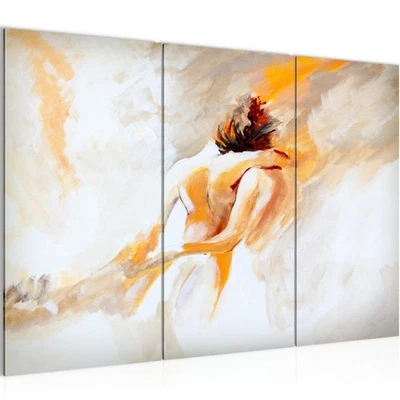 Wandbild Wandbilder Abstrakt Liebespaar Umarmung Orange Grau 120 x 80 cm 051031a - Bild 1 von 4