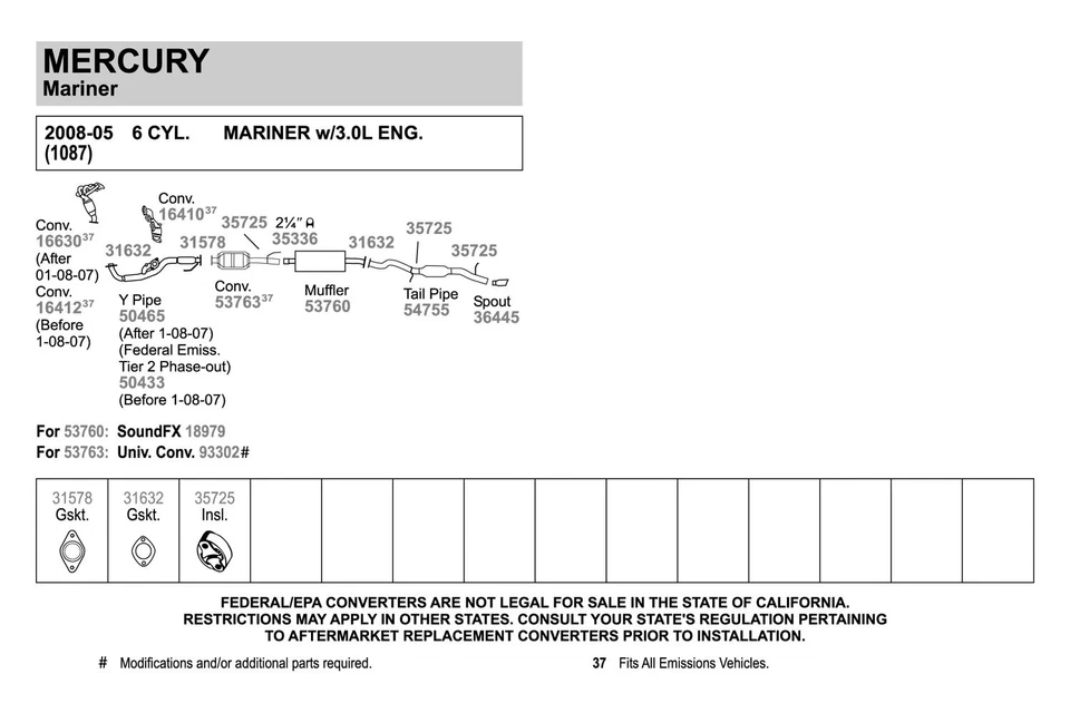 For Chevy Impala 00-05 Exhaust Manifold Flange Gasket High Temperature Graphite — 第 3/4 张图片