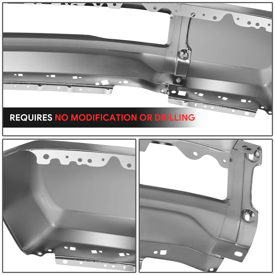 Front Chrome Steel Bumper Face Bar for 17-19 F250 F350 Super Duty w/o Fog Light - Изображение 4 из 4