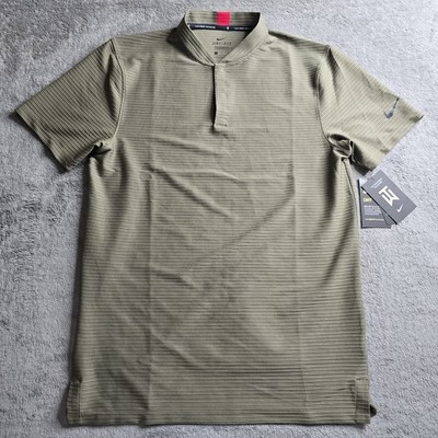 Nike Golf Tiger Woods Textured Vapor Polo Mens Small Olive Mock Blade CT3795 222