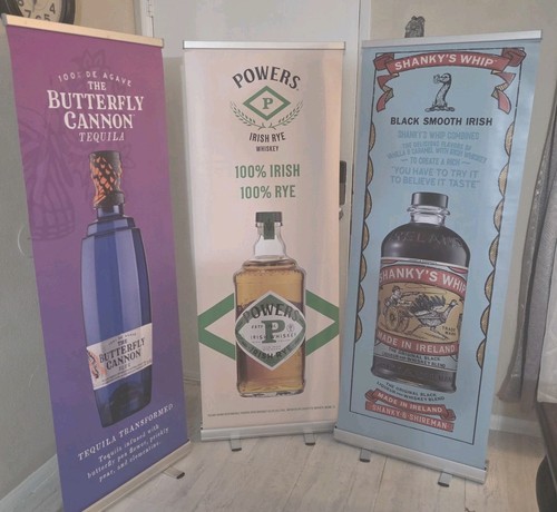 Bundle Of 3 Retractable Banner Stand 24"x 63" Roll Up Stand + Carrying  Bags