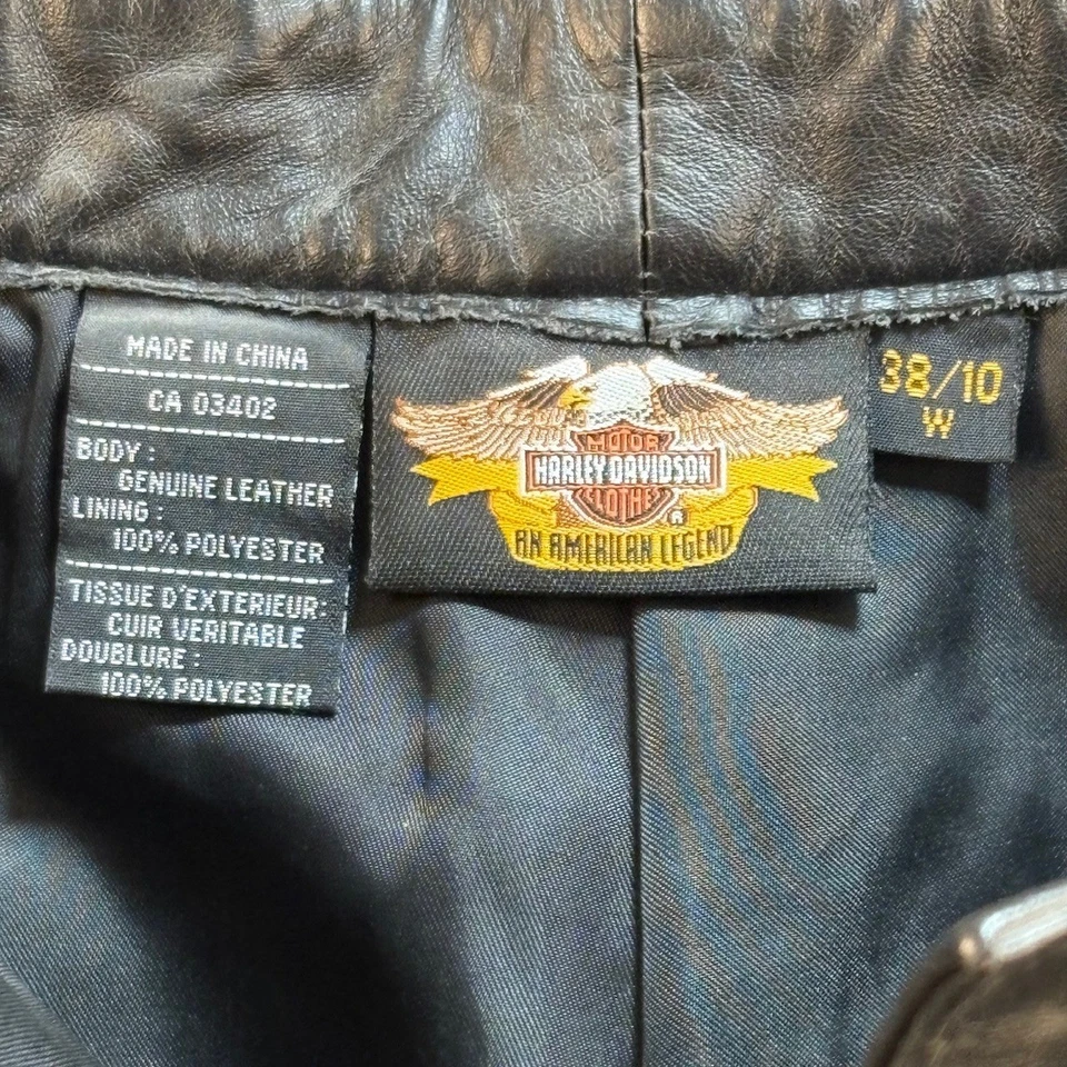 Pantalones de moto Harley Davidson de cuero negro para mujer talla 38/10 Foto 3 de 4