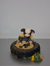 Enesco Mary Moo Moo John Deere 48517 Cow Playing In Sandbox