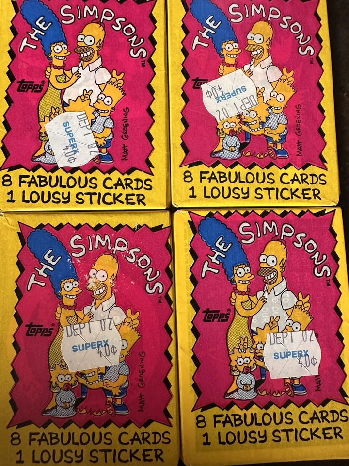 1990 The Simpsons Wax pack Topps Lot of 4 Pack Sealed. Authentic! Vintage! - Image 2 of 3