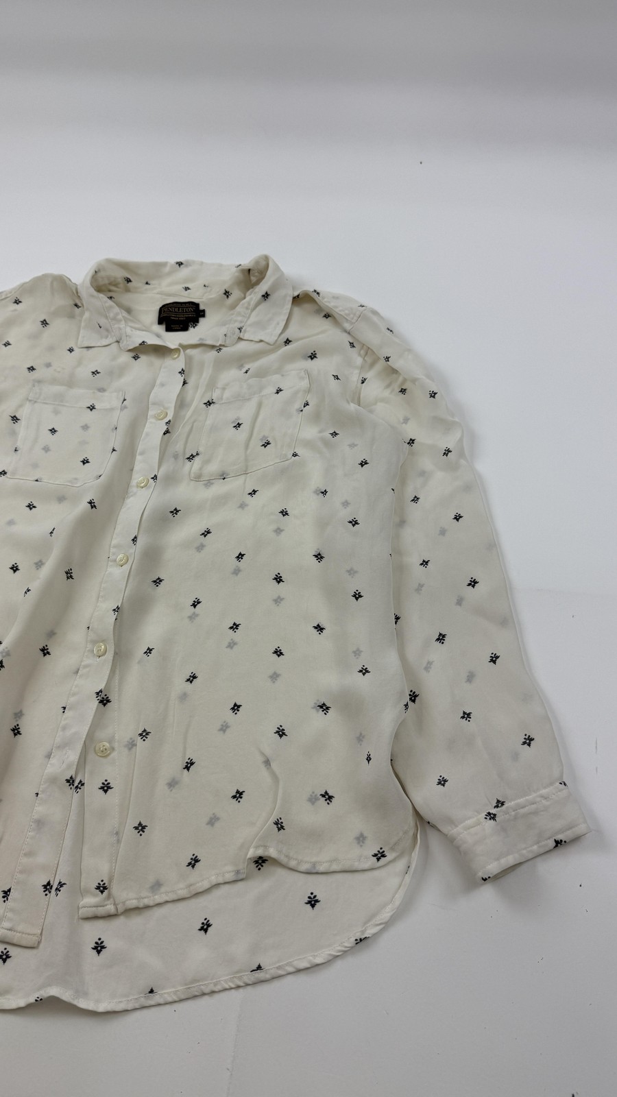 Pendleton Blouse Womens Medium White Geometric Pr… - image 3