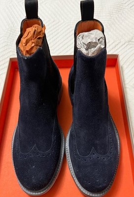 NEW Santoni Wingtip Men s Chelsea Boots Blue Suede IT Size 5 MSRP $595