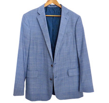 Stafford Coolmax-Wool-Polyester Sport Coat Mens-46 Long Classic Blue Plaid NEW