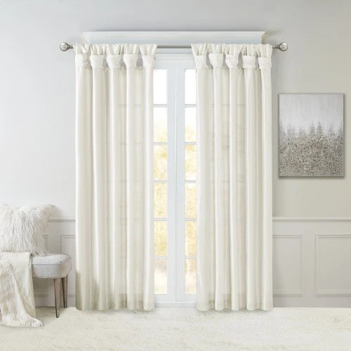 AS Twist Tab Lined Window Curtain Panel 50x84" White