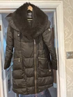 LADIES BLACK DOWN PUFFER COAT JACKET FUR COLLAR VINCE CAMUTO XL