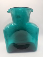 Signed Blenko Handcraft 2000 Teal Art Glass V...