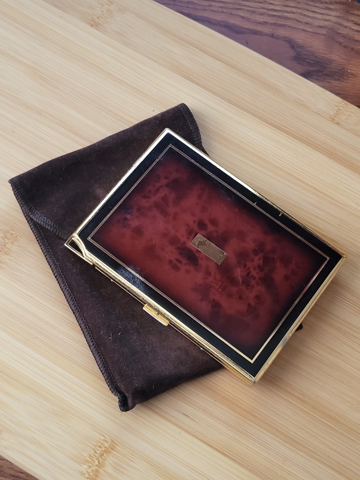 Japan Cigarette Case Tortoise Brown Color Goldtone