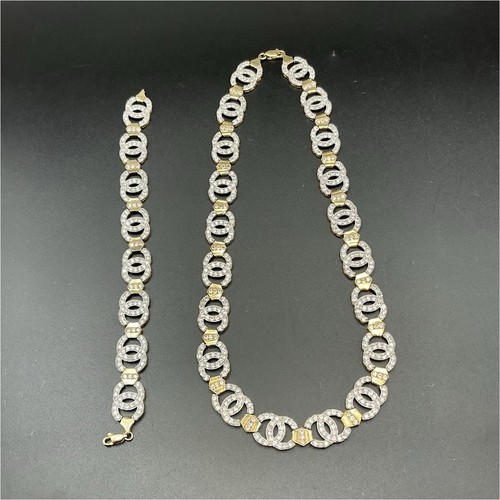 14k Gold  Custom Vintage Diamond,  Necklace & Bracelet Set