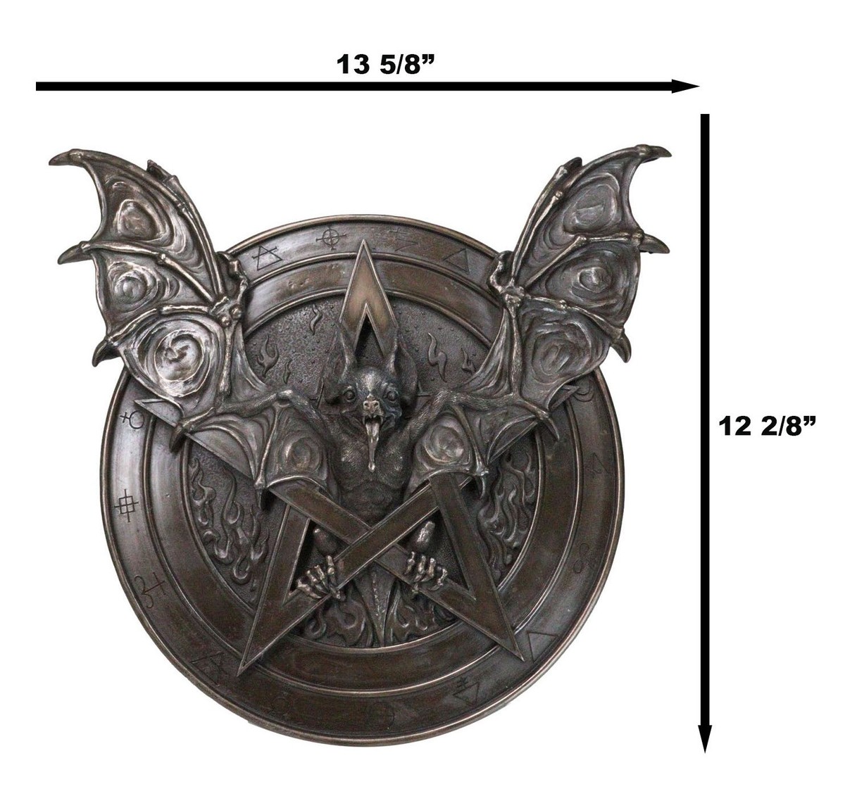 Gothic Nosferatu Bat Pentagram With Hell Fire Alchemy Symbols Wall 