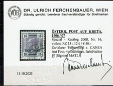 1906, poczta na Krecie, ekspertyza dr, Ferchenbauer,