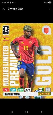 Panini Lamine Yamal Spanien FIFA Fußball Trading Card Premium Gold #274