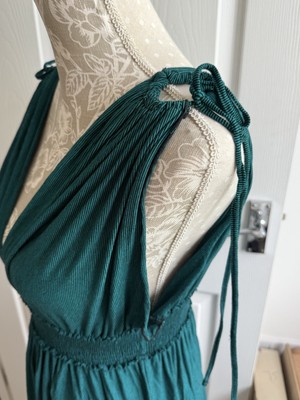 river island green stripe dress River Island Green Stripe Dress River Island Halter Neck Satin Maxi Dress In Green Print ASOS