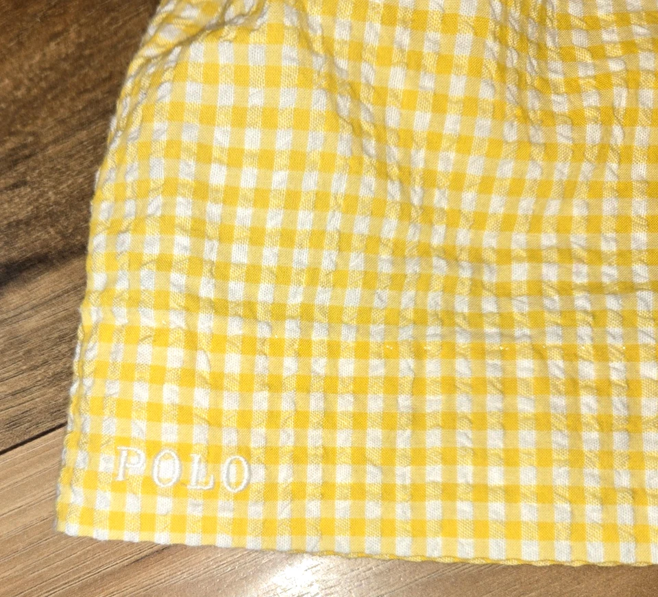Ralph Lauren Gingham 2 Piece Set Girls Yellow White Size 18M Sleeveless - Image 4 of 4