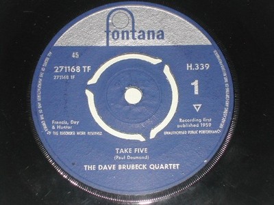 The Dave Brubeck Quartet - Take Five (7'', Single, Mono, 3-p)