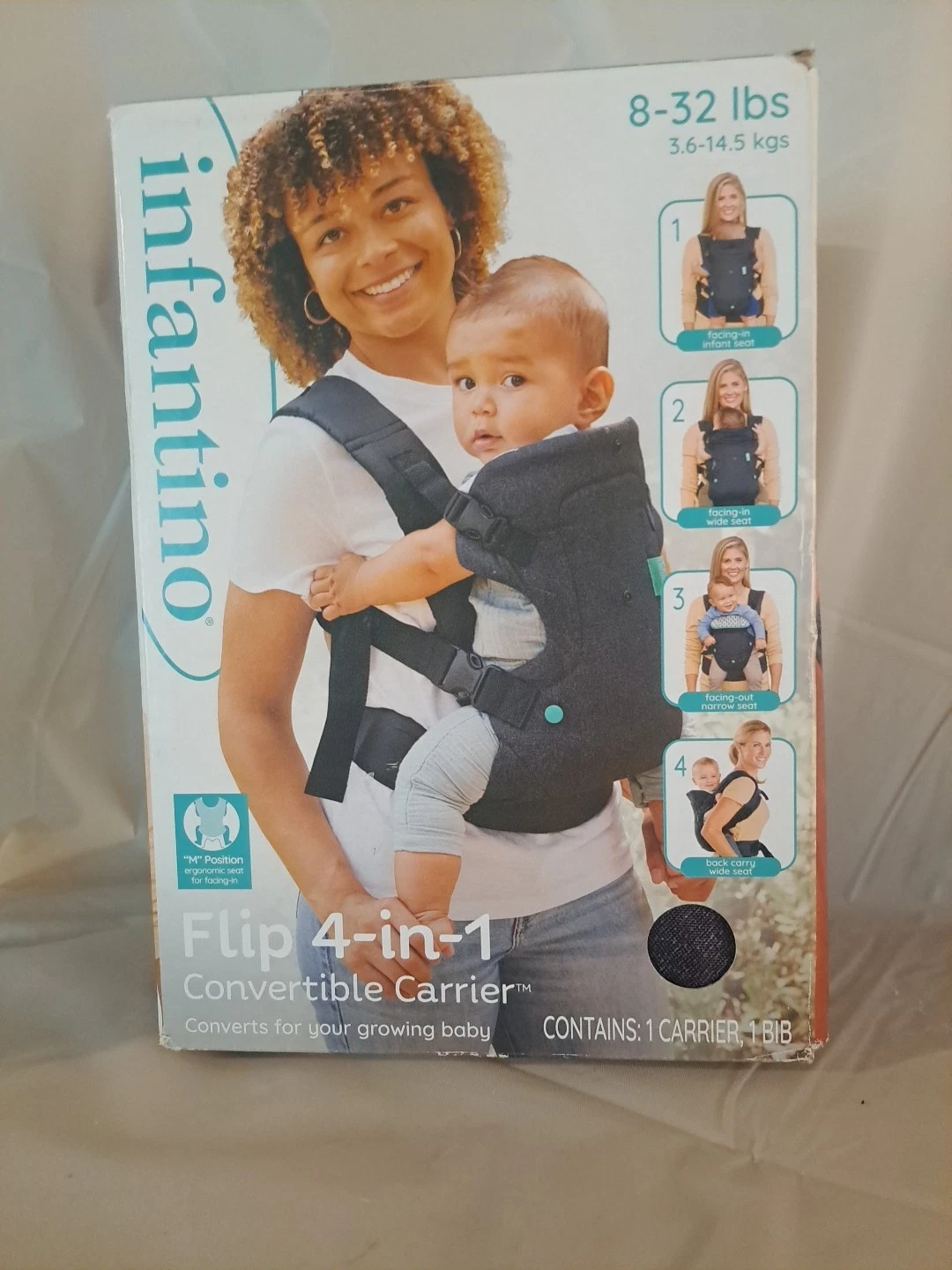 Infantino Flip 4-in-1 Convertible Carrier - Black. Box Slightly Distressed!!