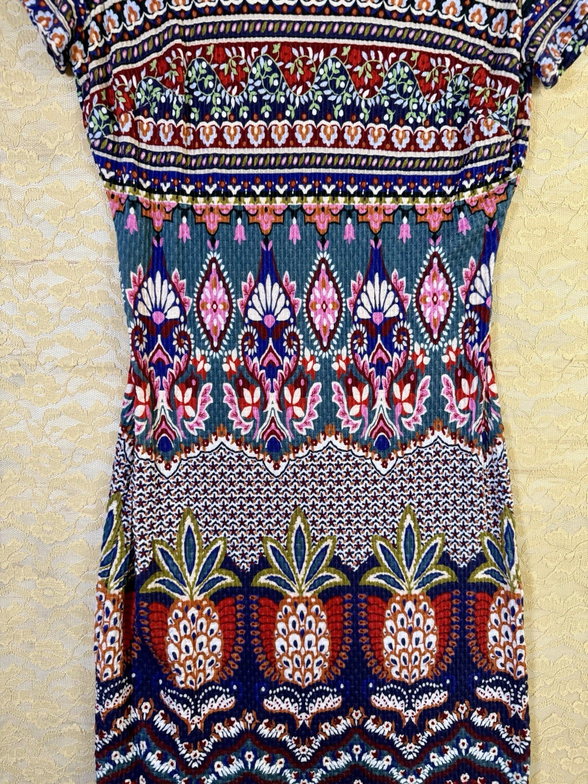 RARE Farm Rio Anthropologie Georgina Pineapple Midi Dress - Size Medium image 3