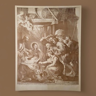 Antique Nativity Print Peter Rubens Berlin Photographic Co Classical Wall Art