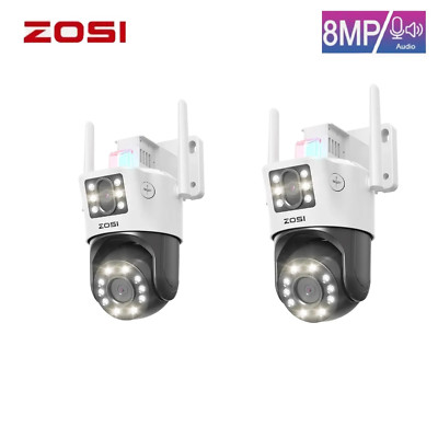 ZOSI 2PC 4K PTZ WLAN Überwachungskamera Außen Dual Lens 8xHybrid Zoom Auto Track