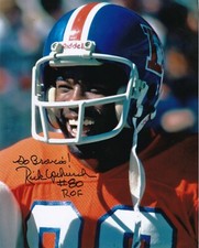 RICK UPCHURCH   DENVER BRONCOS   ACTION SIGNED 8x10