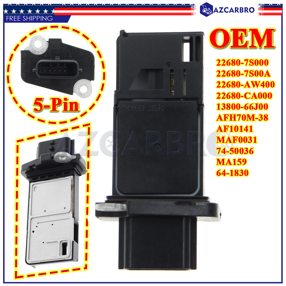 OEM For NISSAN MASS AIR FLOW METER SENSOR MAF 22680-7S000 OEM For NISSAN MASS AIR FLOW METER SENSOR MAF 22680-7S000