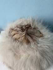 Vintage graue echte Fuchs Damen Winterm&uuml;tze Gr&ouml;&szlig;e S