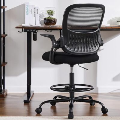 Tall Home Office Ergonomic Computer Chair,Drafting Chair with Flip-up Armrests