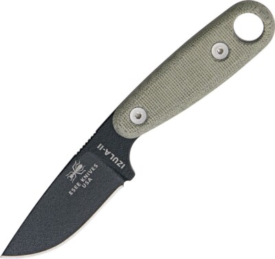 ESEE Izula II Black 2.63'' 1095HC Green Micarta Fixed Knife w/Sheath IZ2B
