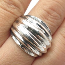 925 Sterling Silver Vintage Ribbed Ring Size 8