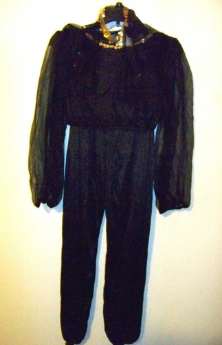 Adult Medium Genie Halloween Costume Black 3 Piece Crop Top, Pants & Veil EUC!!! - 第 1/2 張圖片