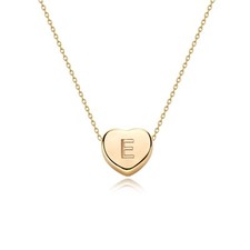 Tiny Gold Initial Heart Necklace-14K Gold Plated Handmade Dainty Letter Heart...