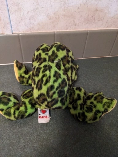 Ganz Webkinz  Plush Frog  BullFrog Green Black Spots Stuffed Animal No Code 10in - Image 3 of 4