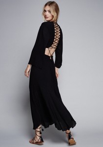 black lace up back dress