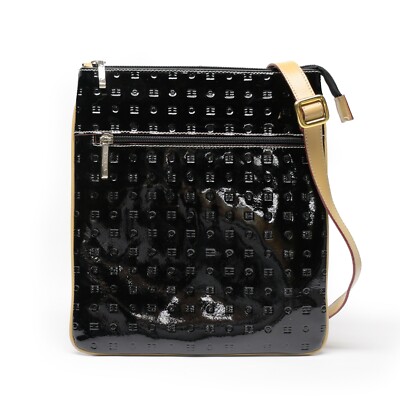 ARCADIA Patent Leather Invece Crossbody in Black & Tan Made in Italy