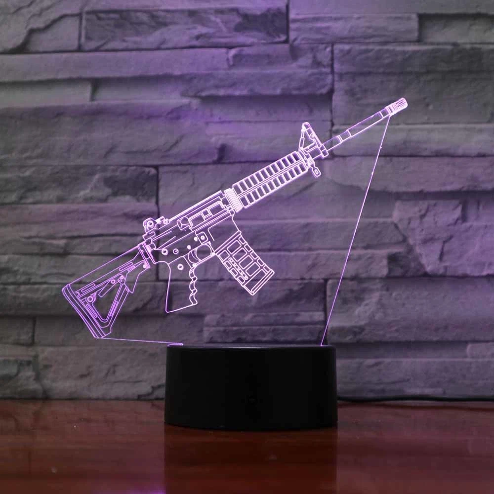 ASSAULT RIFLE AR 3D Acrylic LED 7 Colour Night Light Touch Table