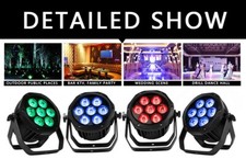 SHEHDS 4PCS LED 7x18W IP65 Outdoor Waterproof RGBWA UV Wash Par Lighting