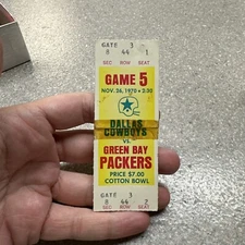 11/26/70 • Dallas Cowboys vs Green Bay Packers • NFL Ticket Stub