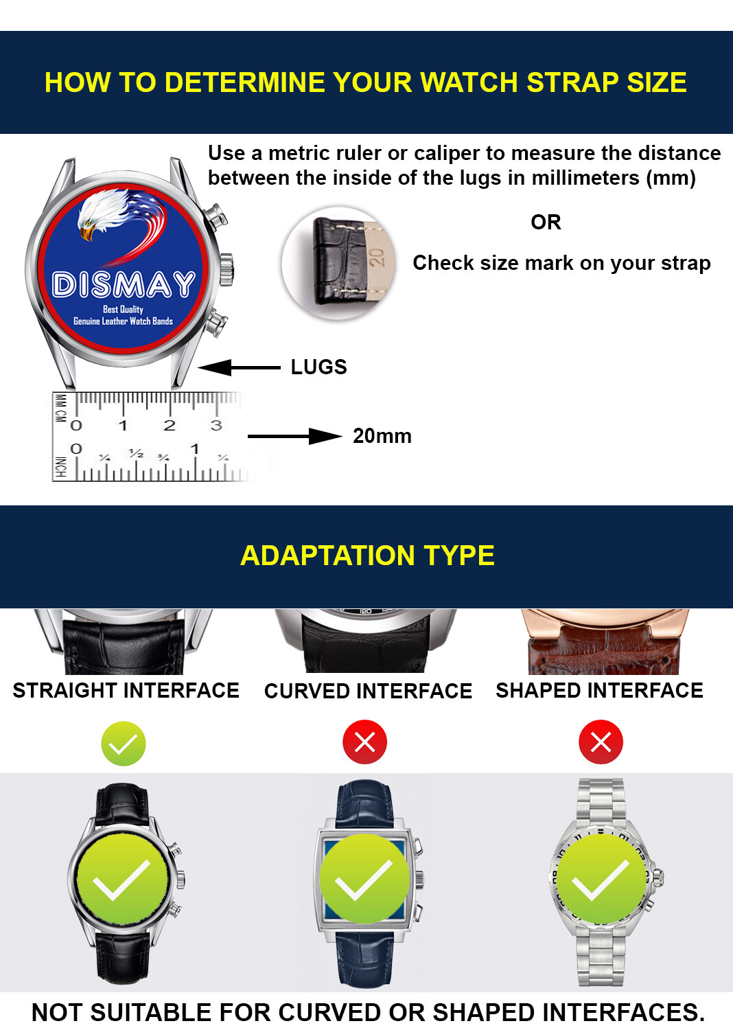 DISMAY 20mm Pelle Orologio Con Cinturino Per Formula 1 BT0714 Cinturino