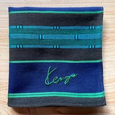 HANDKERCHIEF VINTAGE JAPAN GREEN STRIPED COTTON MEN'S POCKET SQUARE 17" B0190