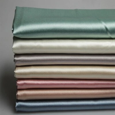 150 100cm DIY Satin Tissu Faux Soie Épais pour Robe Chemise Rideau Nappe - Photo 1/4