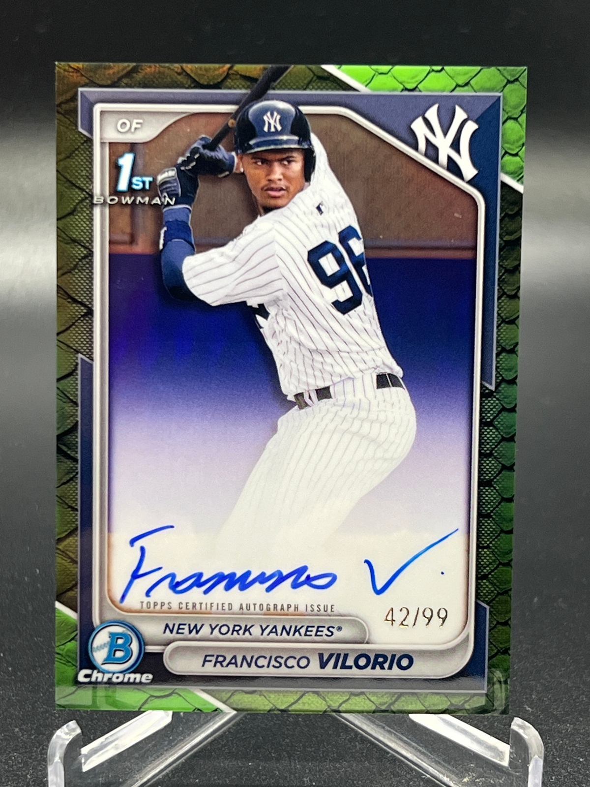2024 Bowman Chrome FRANCISCO VILORIO GREEN REPTILIAN REFRACTOR AUTO /99 #CPA-FV