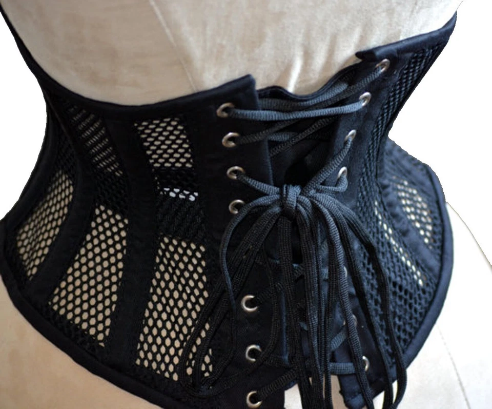 Steel Boned Black Mesh Korsett Waist Trainer – Hochwertige Taillenformer Corset - Bild 3 von 4